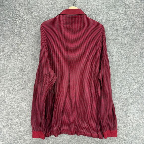 Payne Stewart Polo Shirt Men L Large Red Plaid Button Up Collared Long Sleeve - Picture 2 of 7